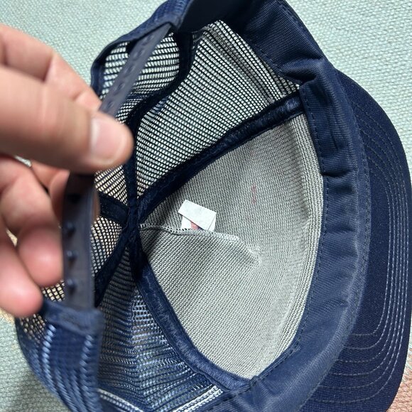 Vintage 80s trucker hat mesh cap 2 stripe your wife’s an angel mine’s dead funny - Picture 6 of 8